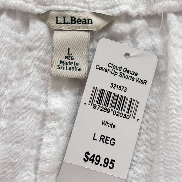 L.L. BEAN White Cloud Gauze High Rise Cover-Up Shorts--NWT--L - Picture 4 of 12